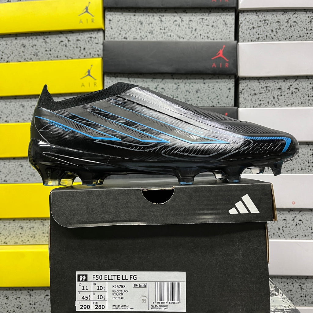 Chuteiras adidas F50 Elite Laceless FG Black/Blue