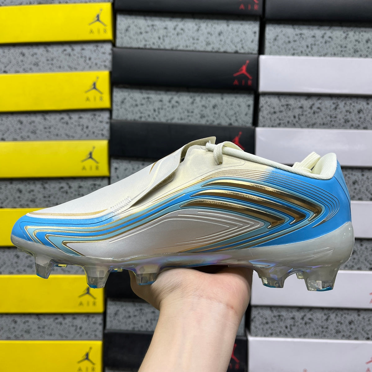 Chuteiras Adidas F50 Messi Pro FG Ivory / Blue / Gold